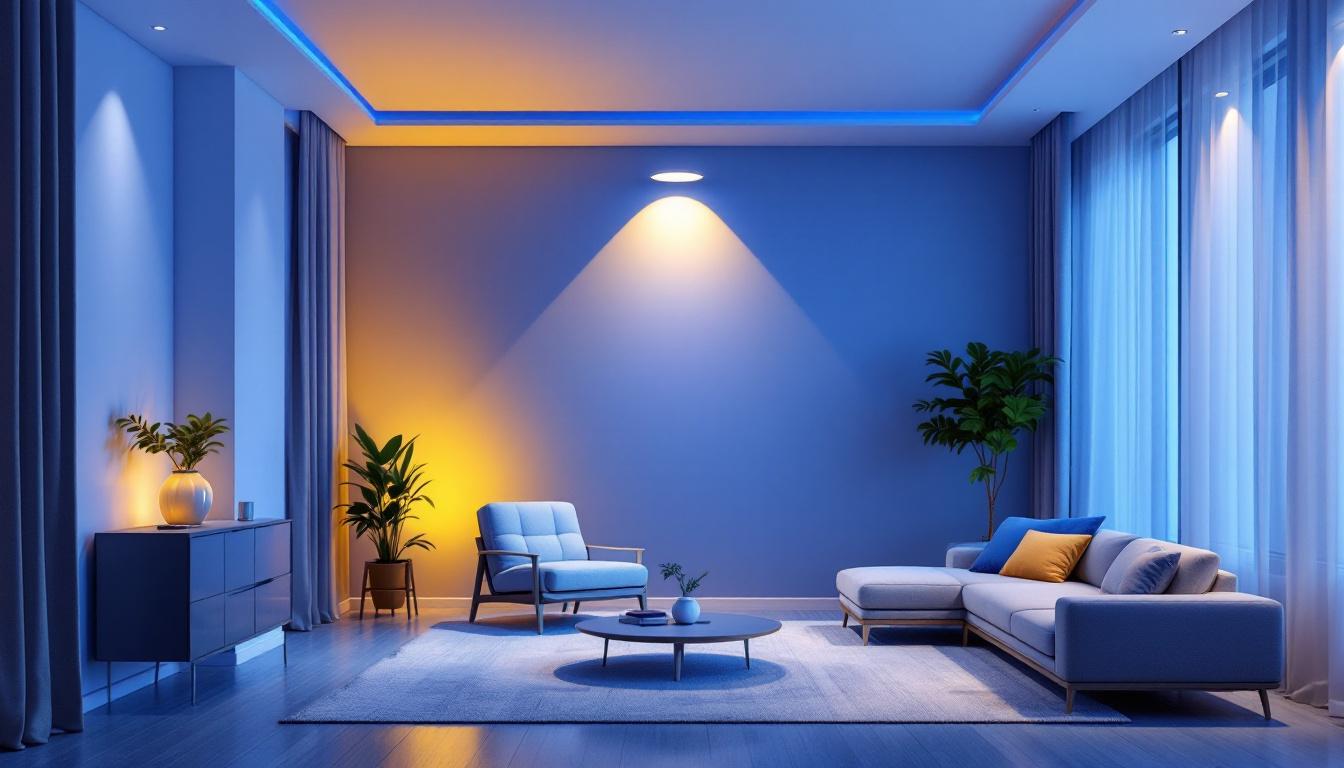 A photograph of a modern interior space showcasing flush mount led can lights in various settings