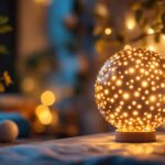 A photograph of a beautifully designed decorative led lamp in a stylish interior setting