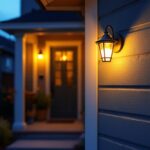A photograph of a beautifully installed wall mount porch light illuminating a welcoming entrance