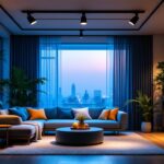 A photograph of a well-lit interior space featuring stylish led track lighting