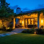 A photograph of a beautifully illuminated outdoor space featuring inexpensive solar lights