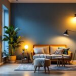 A photograph of a stylish indoor space featuring various energy-efficient up lighting fixtures