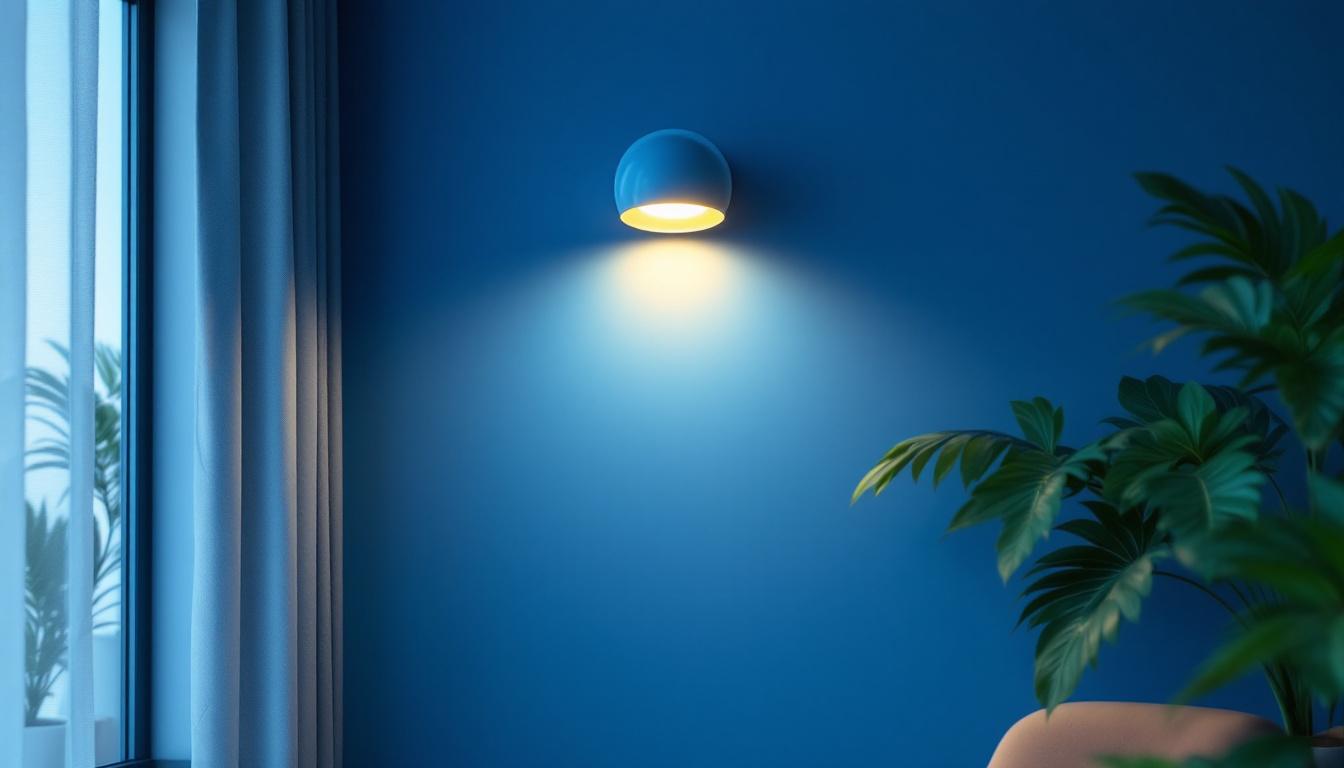 A photograph of a stylish surface-mounted lamp installed in a modern interior setting