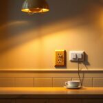 A photograph of a well-lit interior space showcasing various brown outlets in use