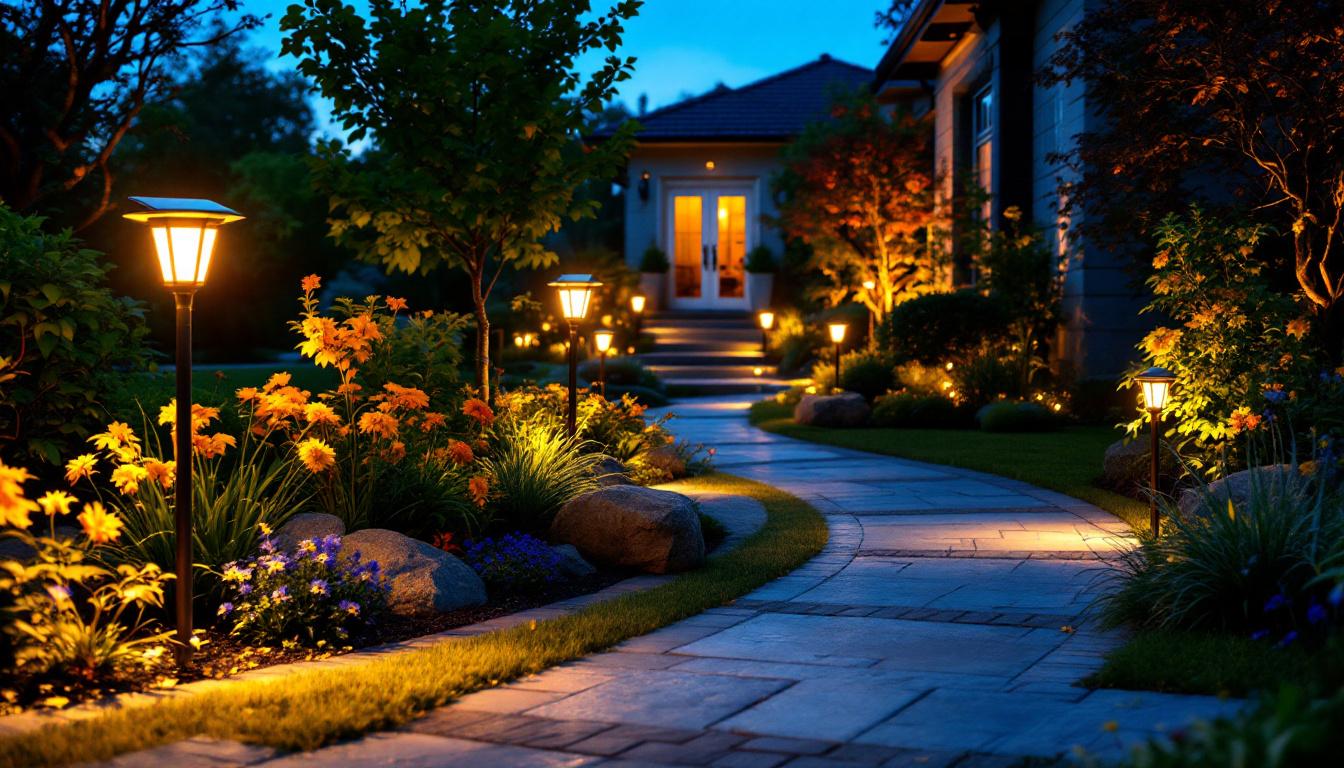 A photograph of a beautifully illuminated outdoor space at dusk