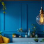 A photograph of a beautifully designed unique hanging lamp in a stylish interior setting