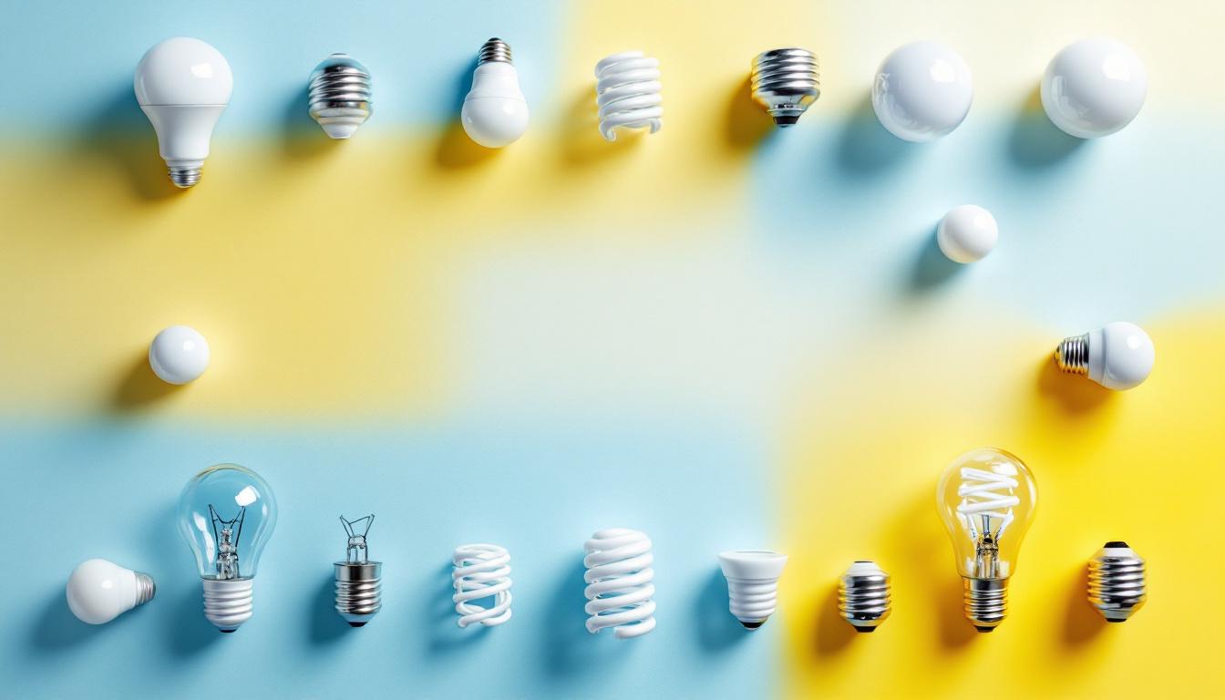 A photograph of a variety of light bulb bases arranged aesthetically on a clean