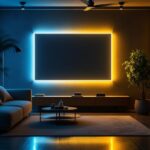 A photograph of a modern interior space showcasing a sleek led backlit panel in use