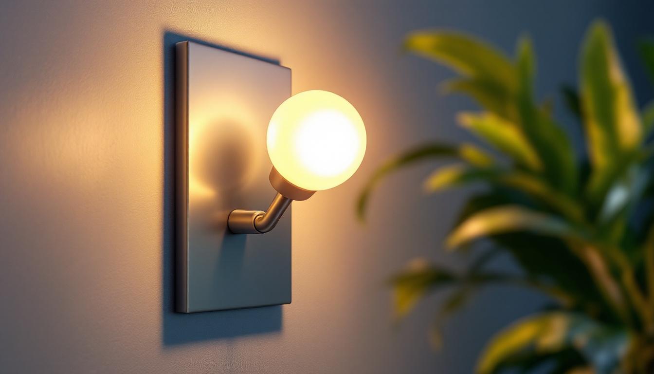 A photograph of a stylish lamp mounting plate installed on a wall