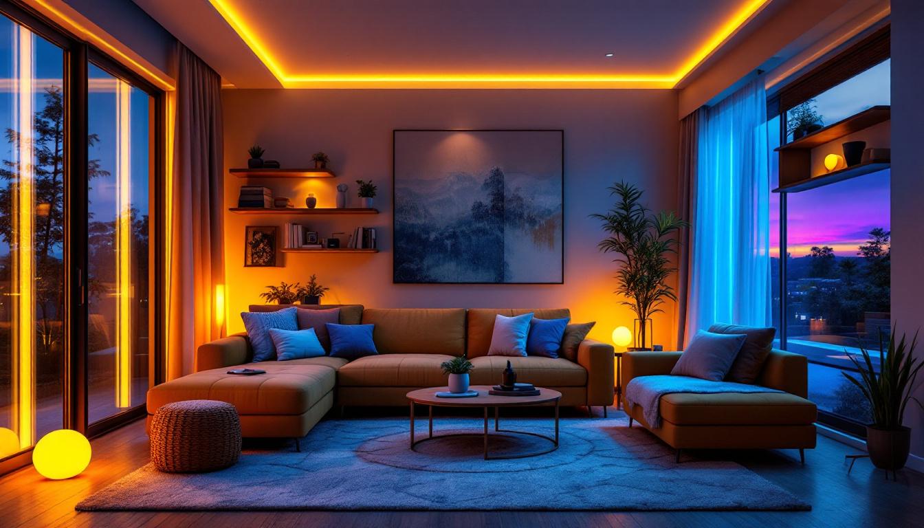 A photograph of a beautifully lit home interior showcasing various led lighting installations