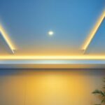 A photograph of a well-lit room featuring a drop ceiling with energy-efficient led lighting