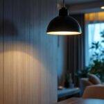 A photograph of a modern lighting contractor installing or showcasing a sleek led high hat light in a stylish residential or commercial setting