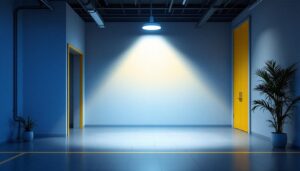 A photograph of a well-lit indoor or outdoor space showcasing a 2-foot led fixture installed in a practical setting