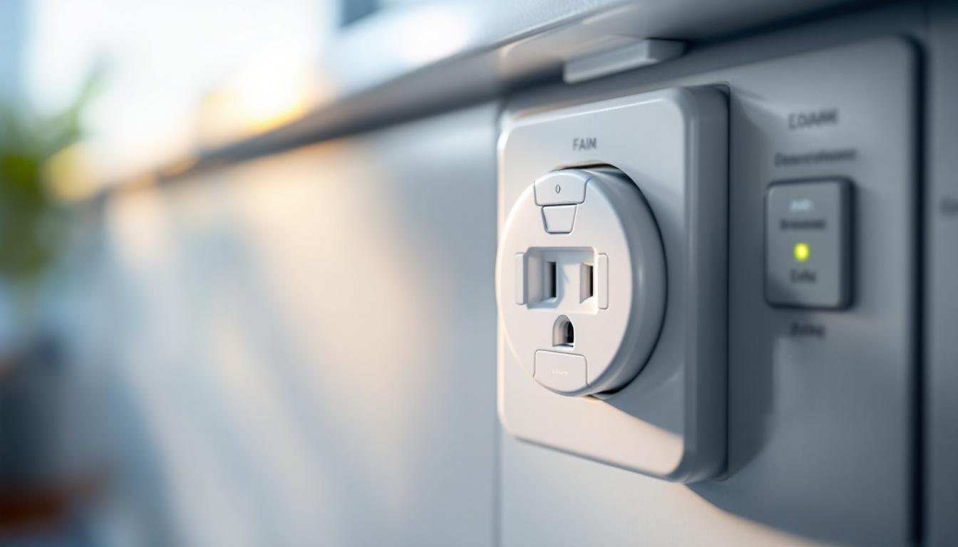 A photograph of a close-up shot of a properly installed electrical outlet specifically designed for a washing machine