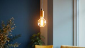 A photograph of a beautifully designed pendant light fixture in a stylish interior setting