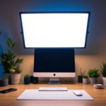 A photograph of a well-lit workspace featuring a 2x4 light panel in action