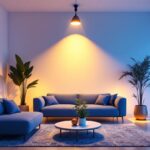 A photograph of a well-lit interior space showcasing modern 5-inch led pot lights installed in various locations