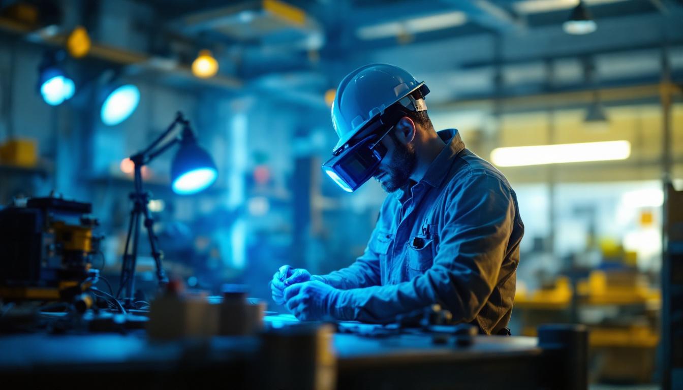 A photograph of a lighting contractor efficiently using a uv light in a workspace