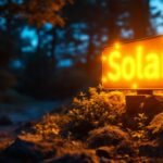 A photograph of a beautifully illuminated outdoor sign at dusk
