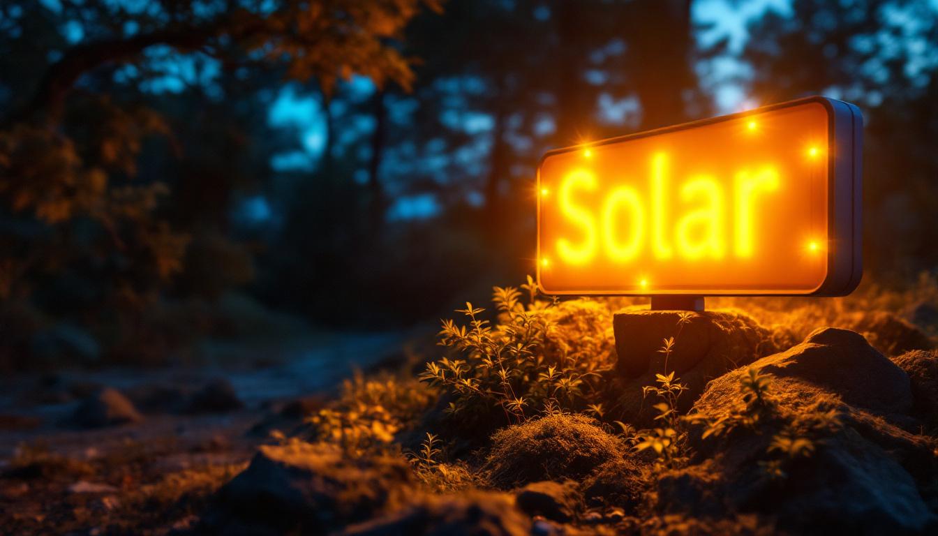 A photograph of a beautifully illuminated outdoor sign at dusk