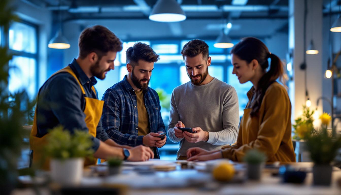 A photograph of a team of employees engaged in a hands-on training session