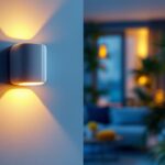 A photograph of a modern light motion sensor installed in a stylish home setting