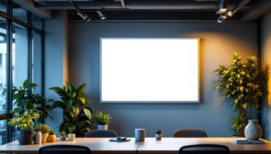 A photograph of a well-lit installation of 2x2 panel lights in a modern office setting