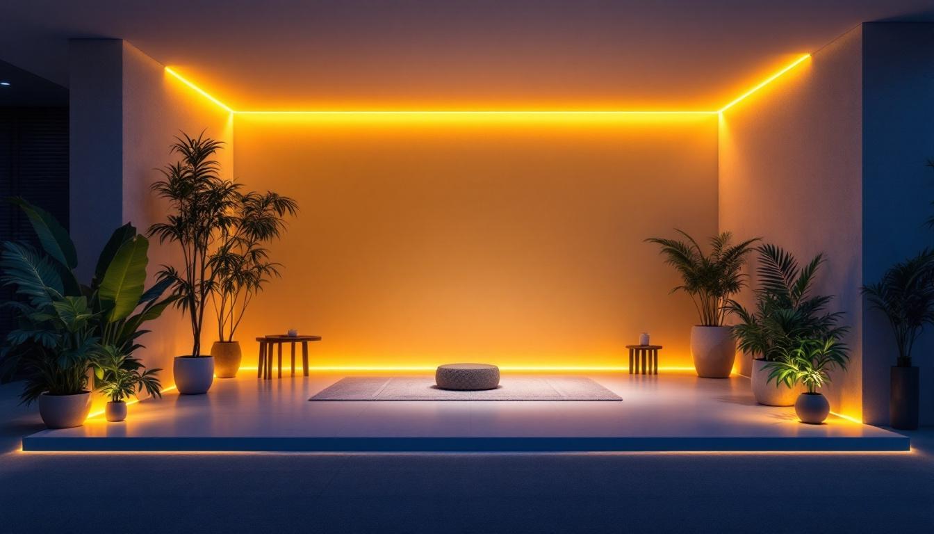A photograph of a beautifully lit indoor or outdoor space showcasing the versatility and aesthetic appeal of led wrap lighting