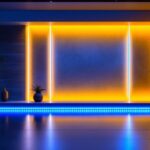 A photograph of a beautifully illuminated space featuring led wall light strips
