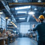 A photograph of a well-lit workshop or commercial space showcasing led 8ft shop lights in action