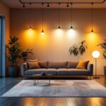 A photograph of a well-lit interior space showcasing various styles of wafer lights in use