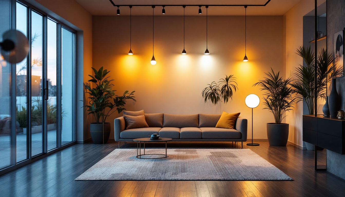 A photograph of a well-lit interior space showcasing various styles of wafer lights in use