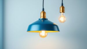 A photograph of a beautifully arranged pendant light showcasing its key components—such as the shade