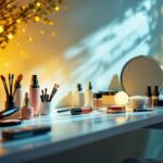 A photograph of a well-lit makeup vanity featuring energy-efficient lighting options