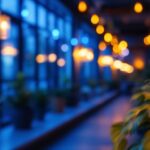 A photograph of a beautifully lit indoor or outdoor space featuring colored pot lights in various hues