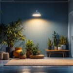 A photograph of a well-lit interior space showcasing stylish solar-powered lights in use
