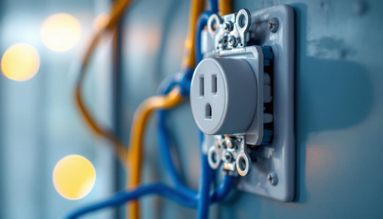 A photograph of a close-up view of an electrical receptacle being installed in a well-lit environment