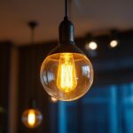 A photograph of a stylish overhead pendant light installation in a modern interior setting