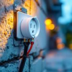 A photograph of a close-up of an isolated ground outlet in a residential setting