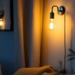 A photograph of a stylishly designed wall light corded fixture in a cozy living space
