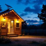 A photograph of a well-lit shed at dusk