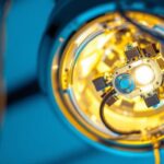 A photograph of a close-up view of a light fixture with its ballast clearly visible