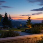 A photograph of a well-lit outdoor space featuring usa-made solar lights in use
