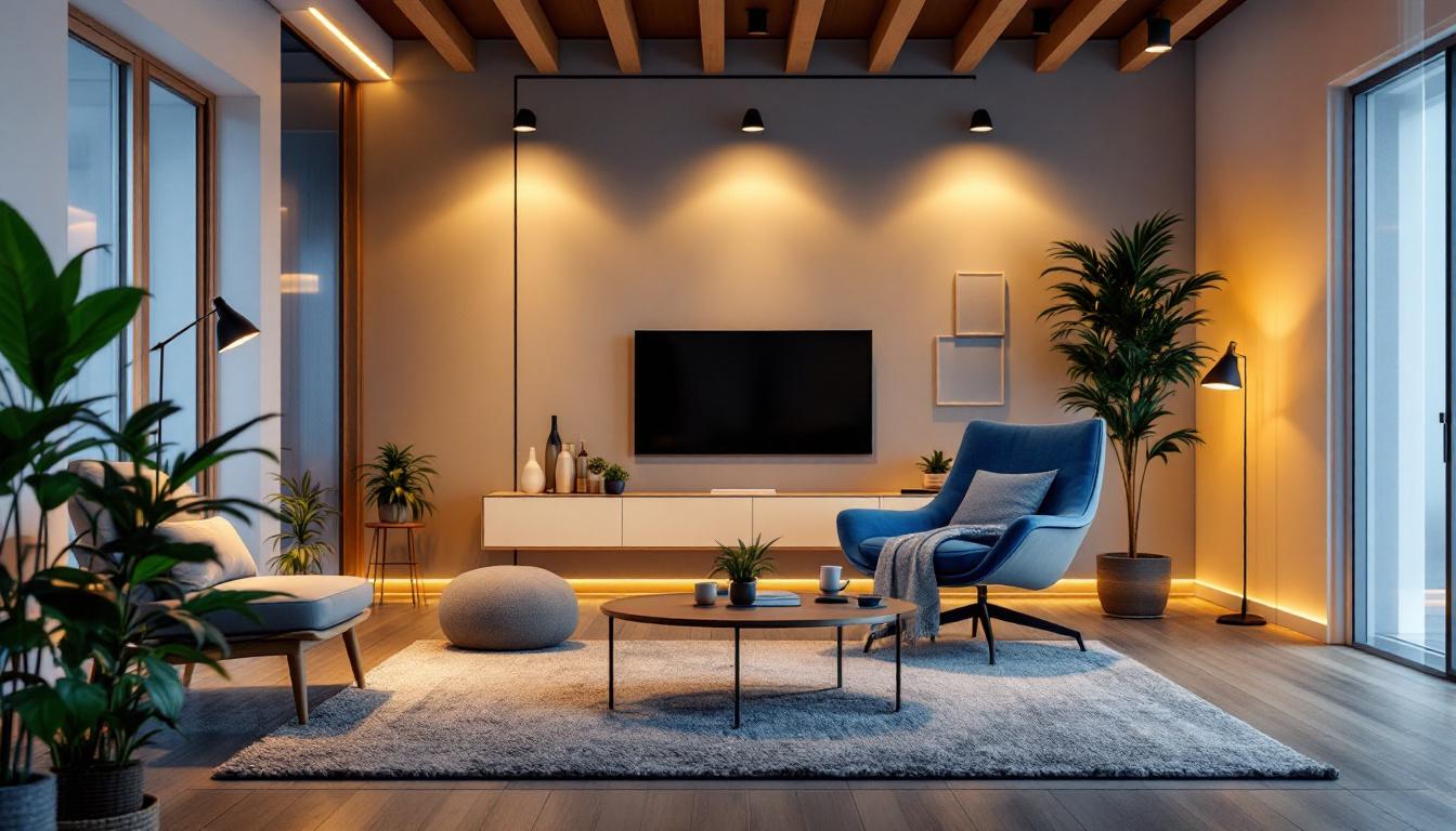 A photograph of a beautifully lit room featuring 4-inch can lights