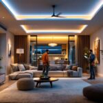 A photograph of a well-designed recessed lighting installation in a modern living space