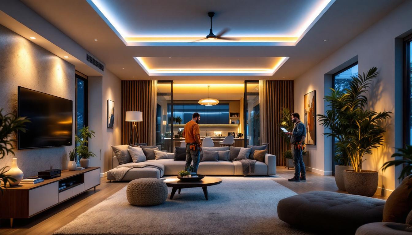 A photograph of a well-designed recessed lighting installation in a modern living space