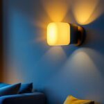 A photograph of a stylish wall mount lighting fixture in a modern interior setting