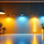 A photograph of a beautifully lit interior space showcasing various led lighting fixtures