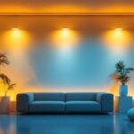 A photograph of a beautifully designed interior space illuminated by can light 6 inch fixtures
