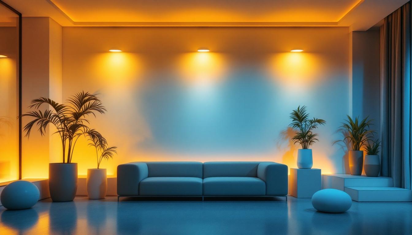 A photograph of a beautifully designed interior space illuminated by can light 6 inch fixtures